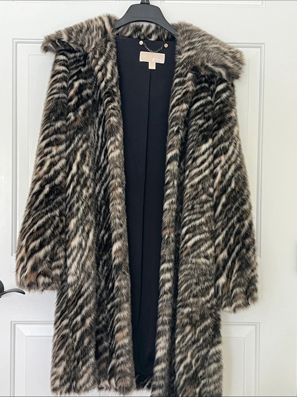 Michael Kors Faux Fur Long Coat - Tiger Stripe Print- Large